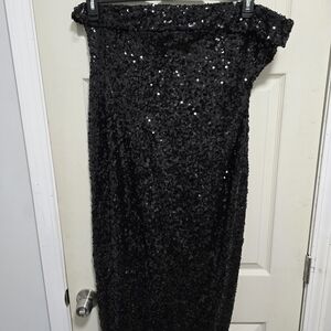 Forever 21 Black Sequin Off-Shoulder Midi Dress